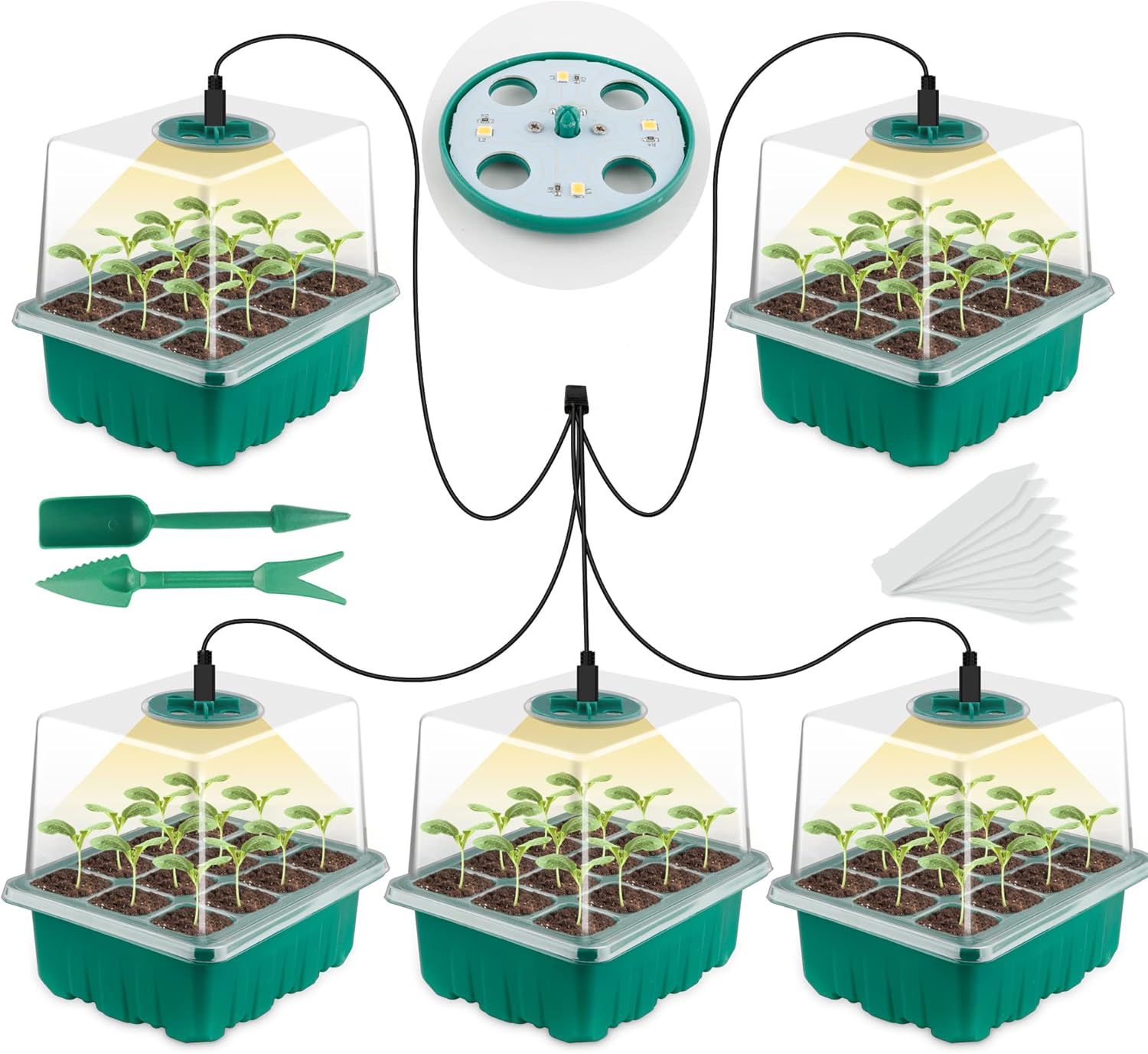 Humidity Dome Kit - Seed Starter Tray with Grow Light,