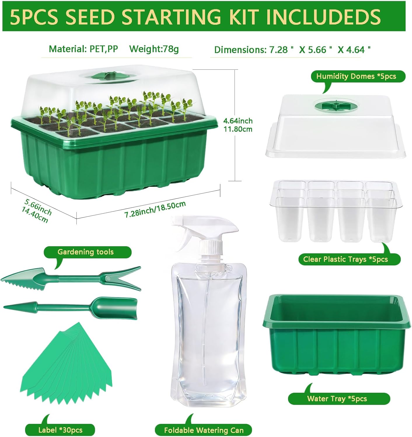 5-Pack Seed Starter Tray Kit w - огляд і ціна Humidity Dome Kit