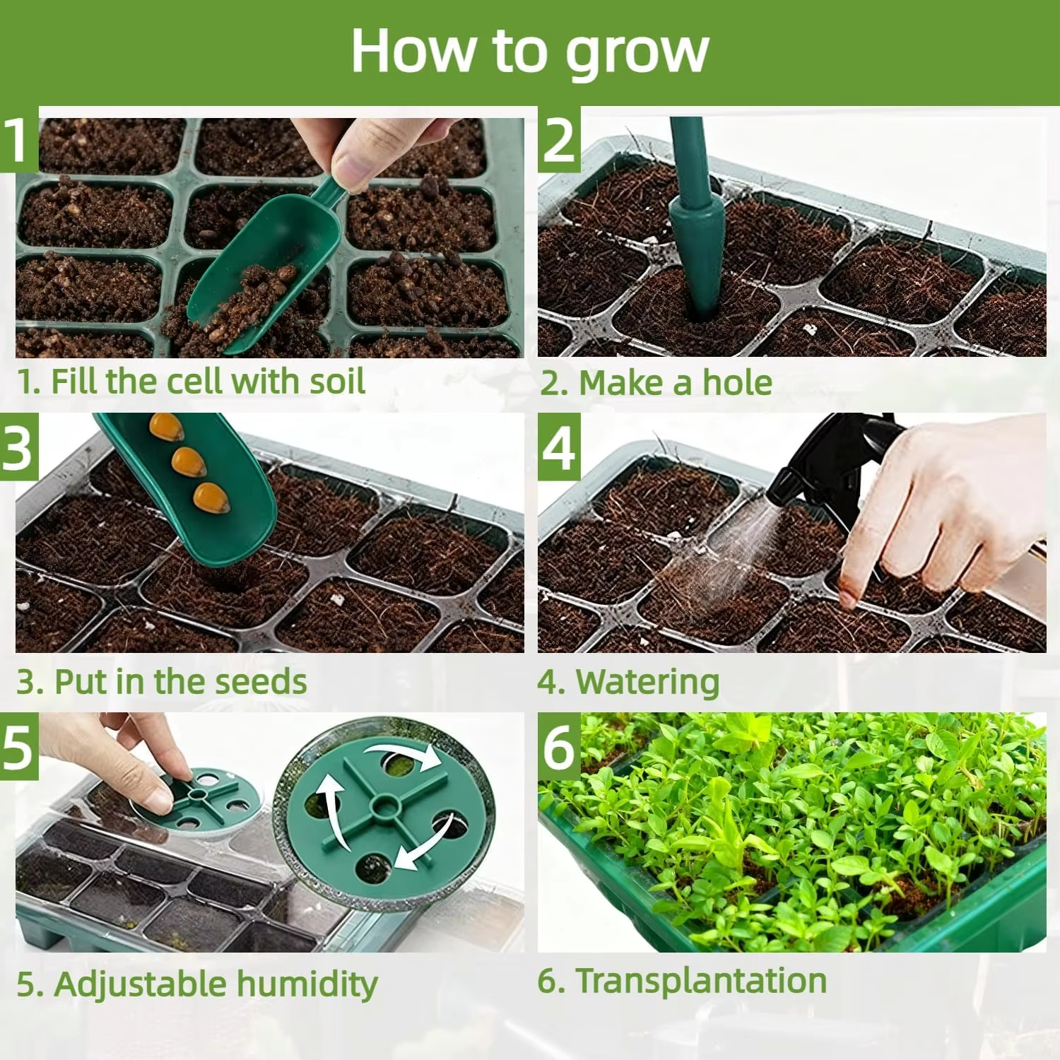 3Pcs Seed Starter Tray Mini Gr - огляд і ціна Humidity Dome Kit